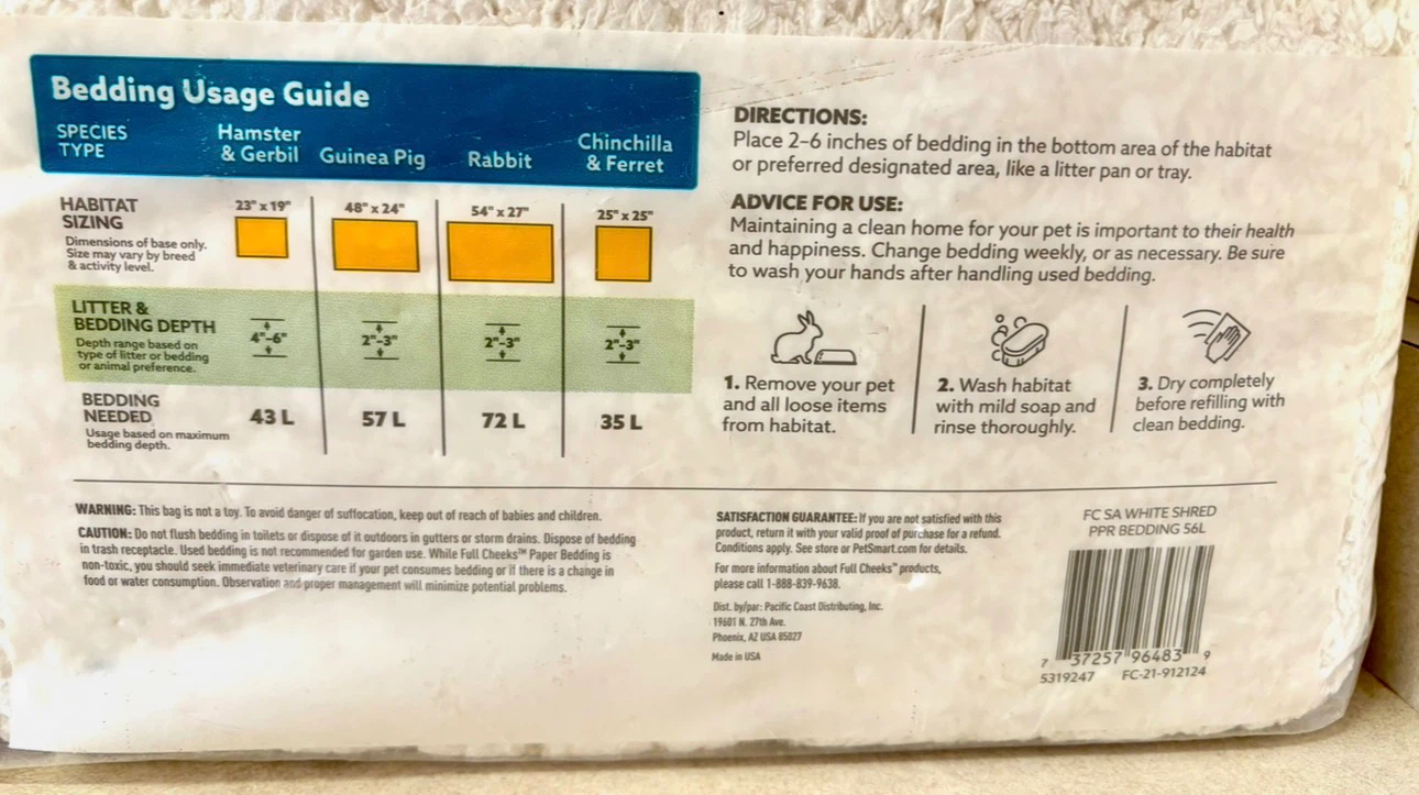 Full Cheeks Unscented Paper Bedding for Small Animals - photo 3