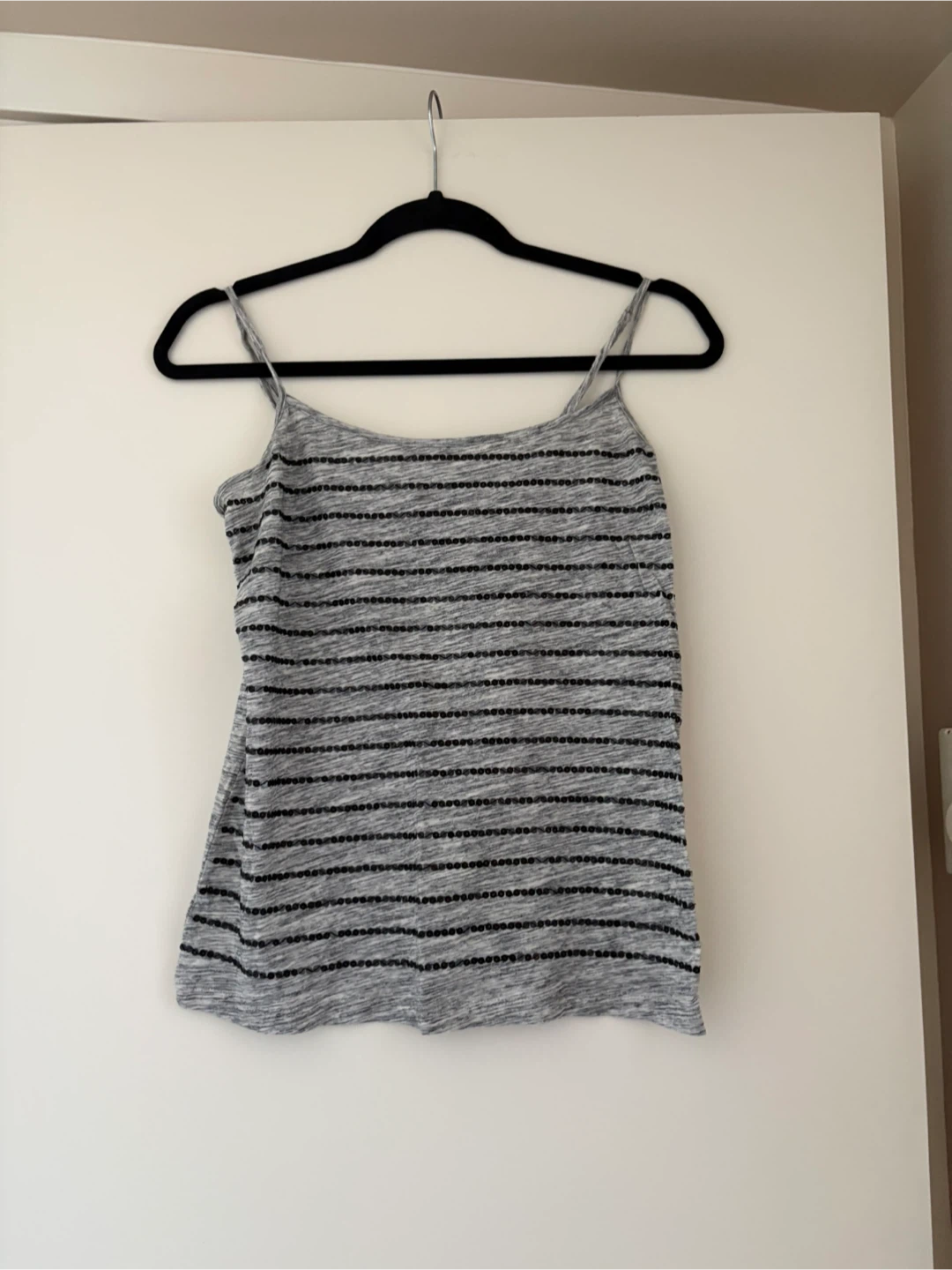 LOFT Grey Striped Camisole with Sequins - Size M - photo 2