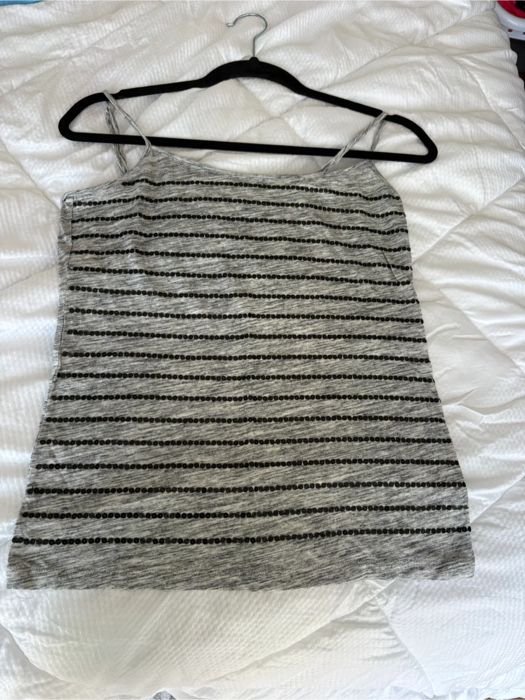 LOFT Grey Striped Camisole with Sequins - Size M - photo 3