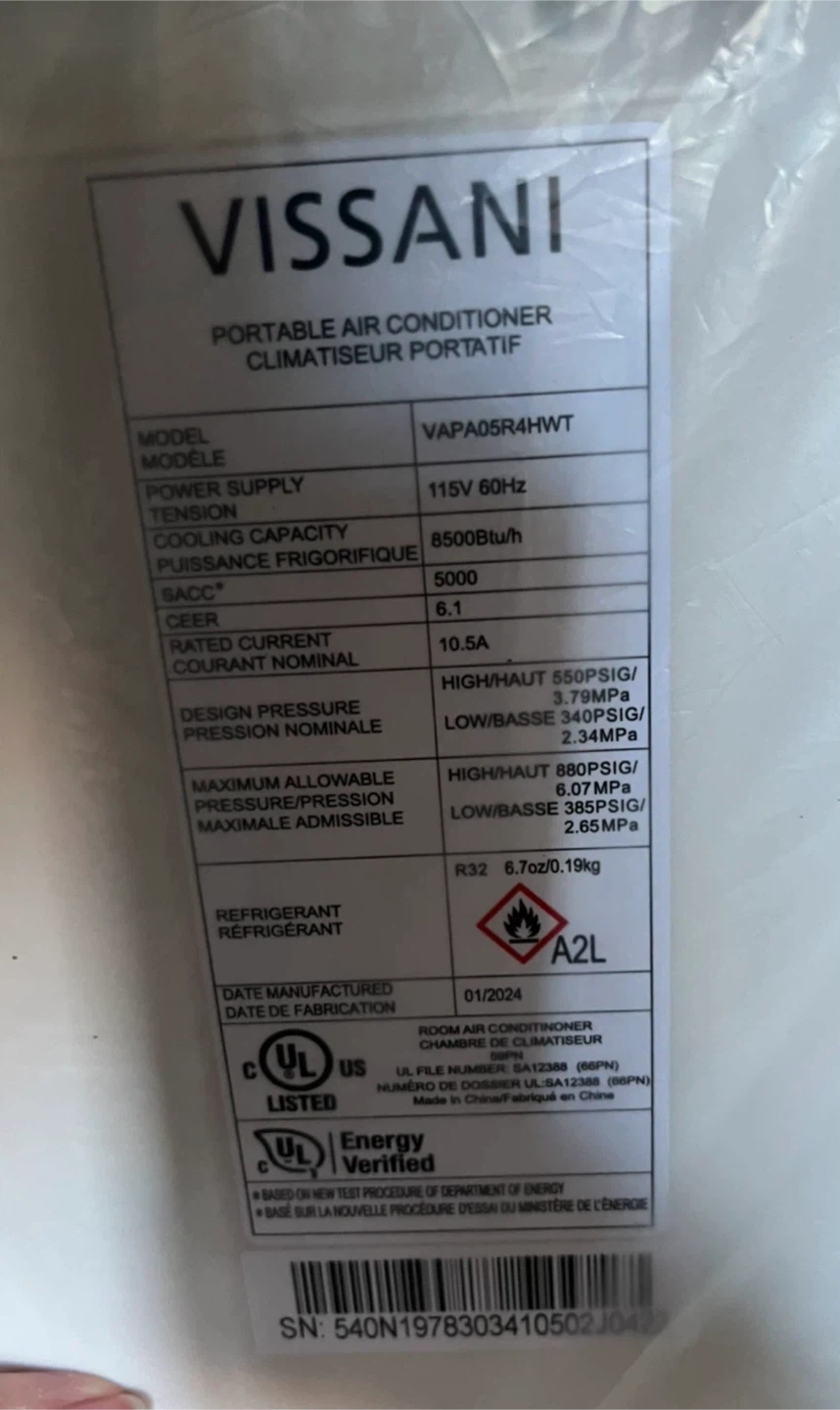 Vissani 8,500 BTU Portable Air Conditioner - photo 2