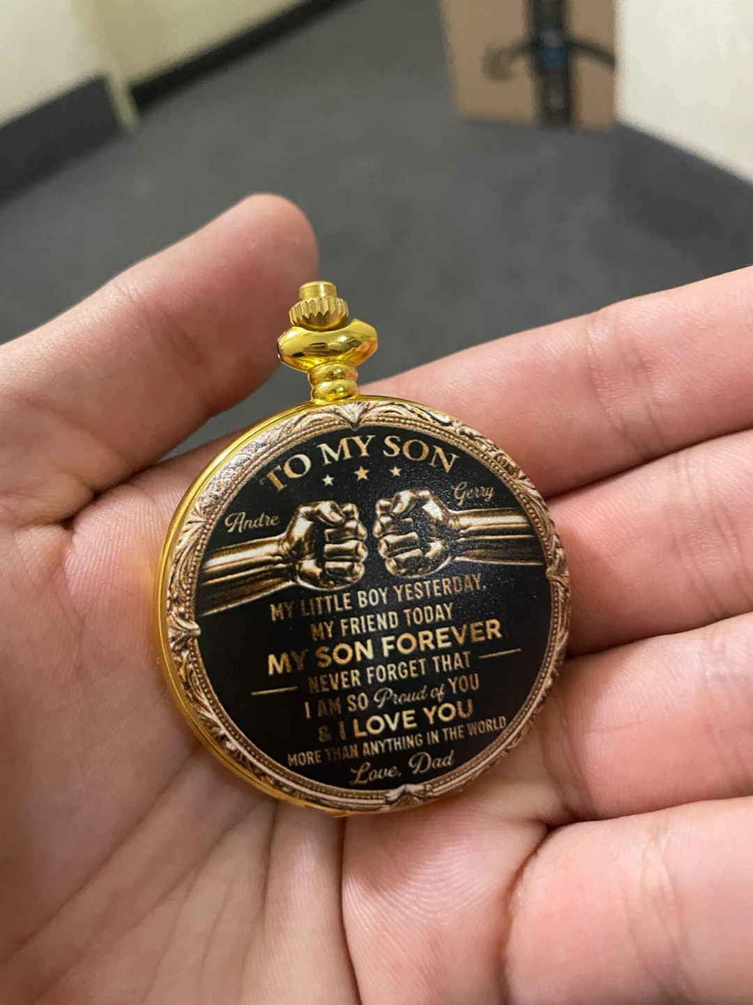 Gold Tone "To My Son" Pocket Watch