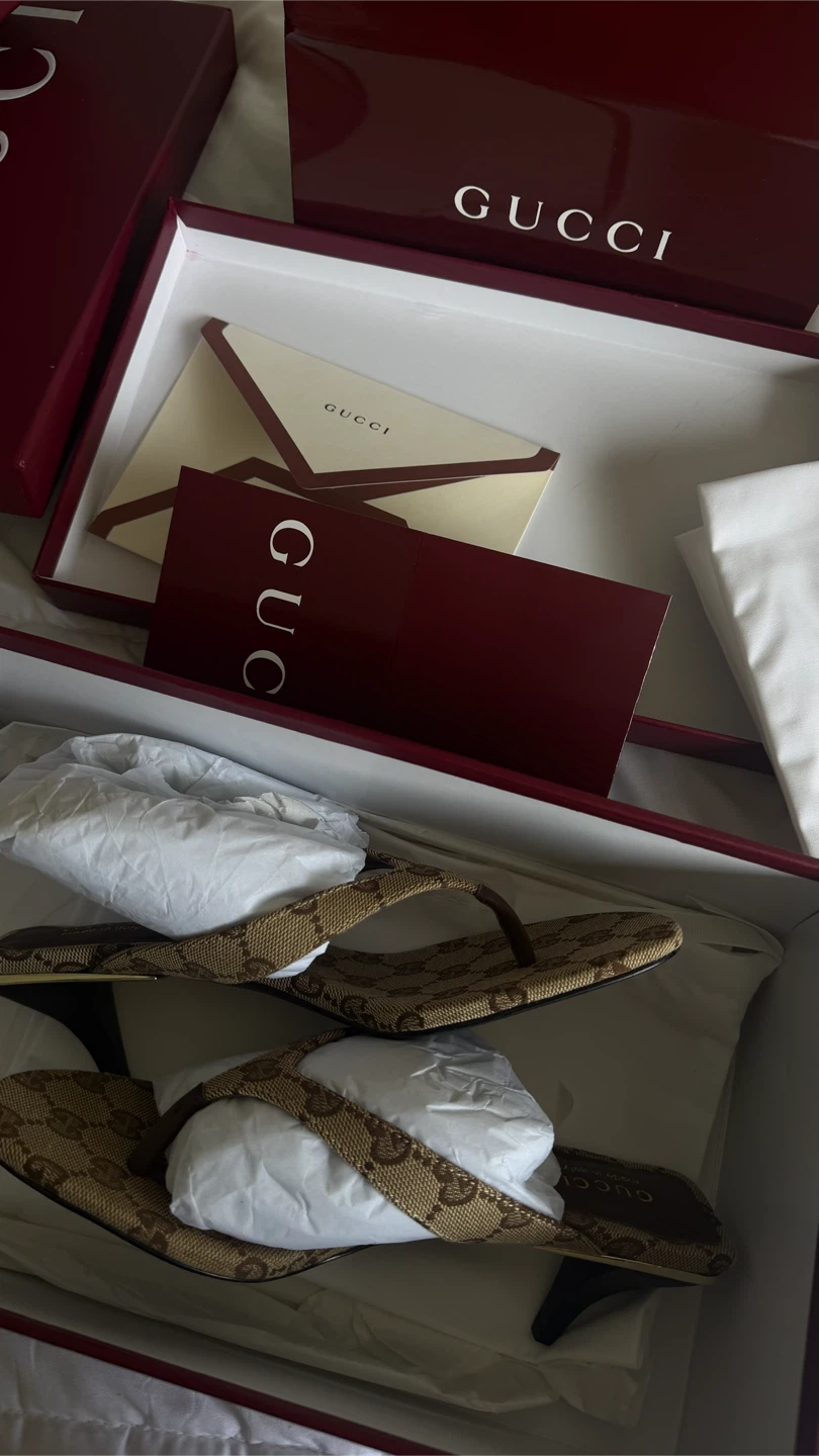 Gucci GG Monogram Flip Flop Sandals