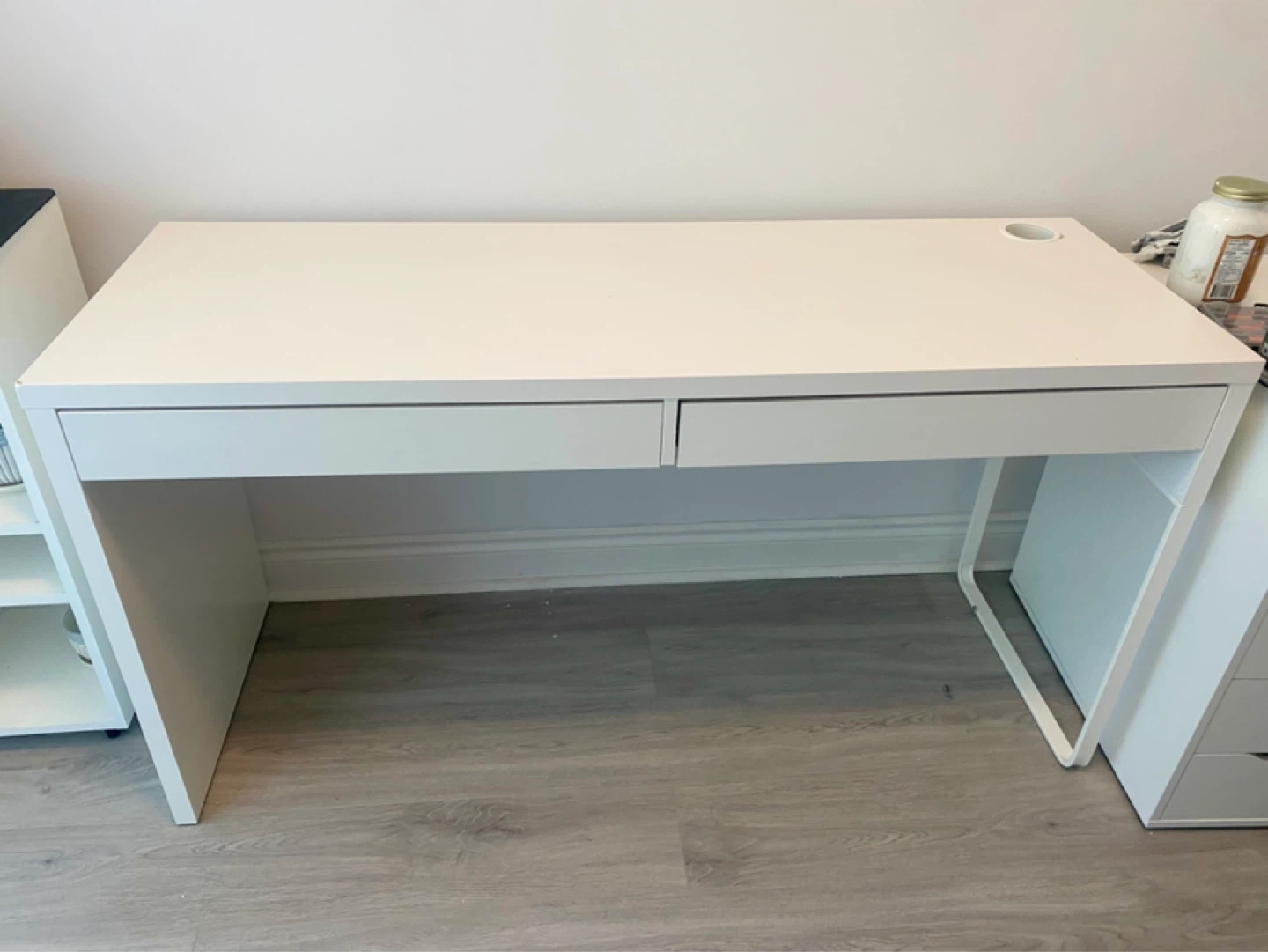White IKEA Desk with Drawers