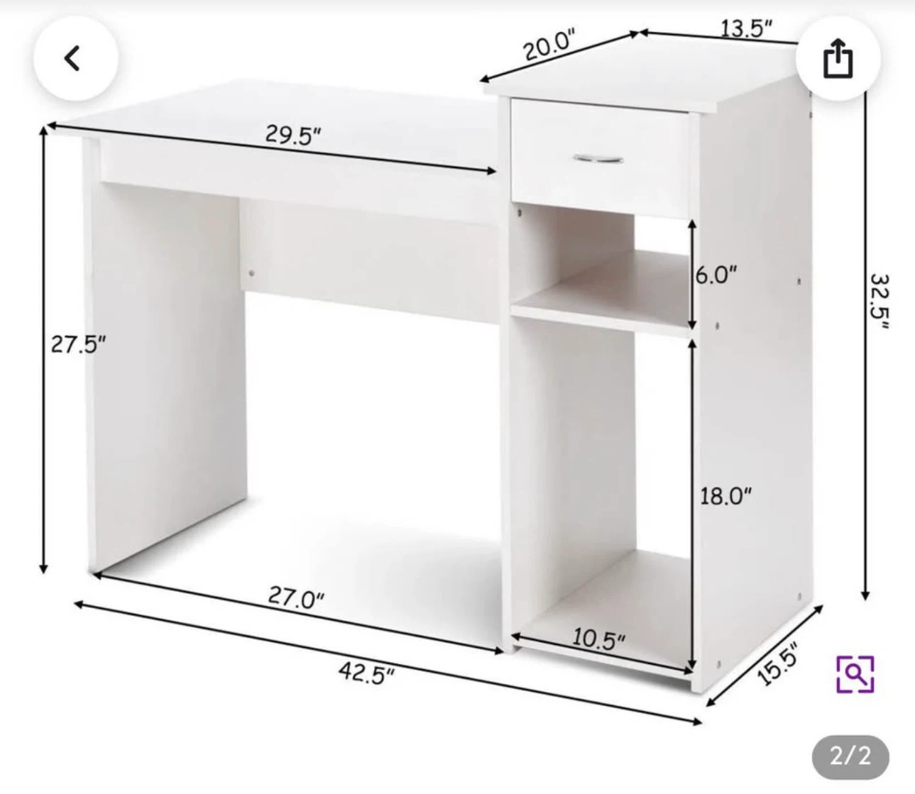Ebern Designs White Writing Desk - photo 4
