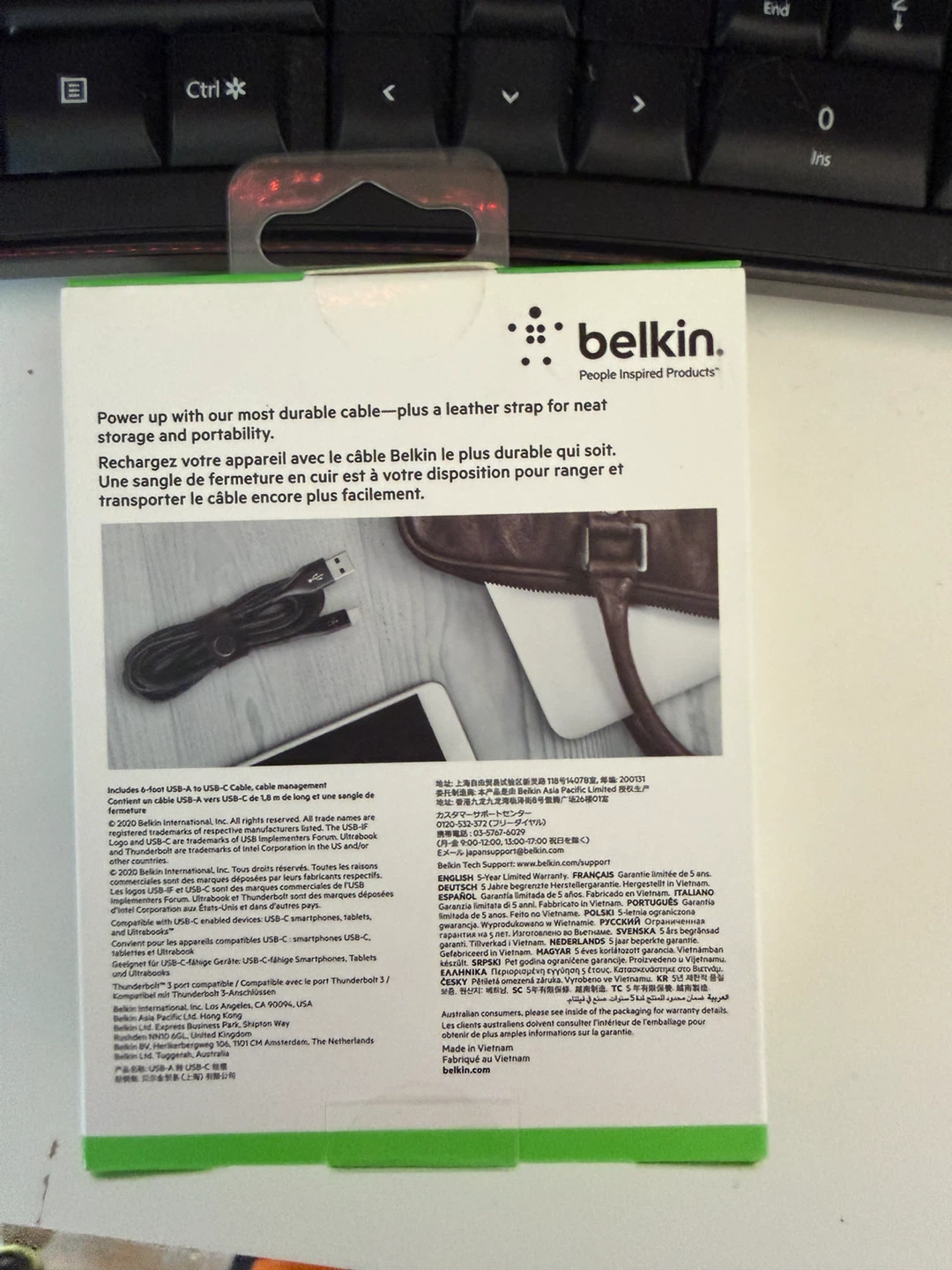 Belkin USB-A to USB-C Cable + Strap 6ft - photo 2