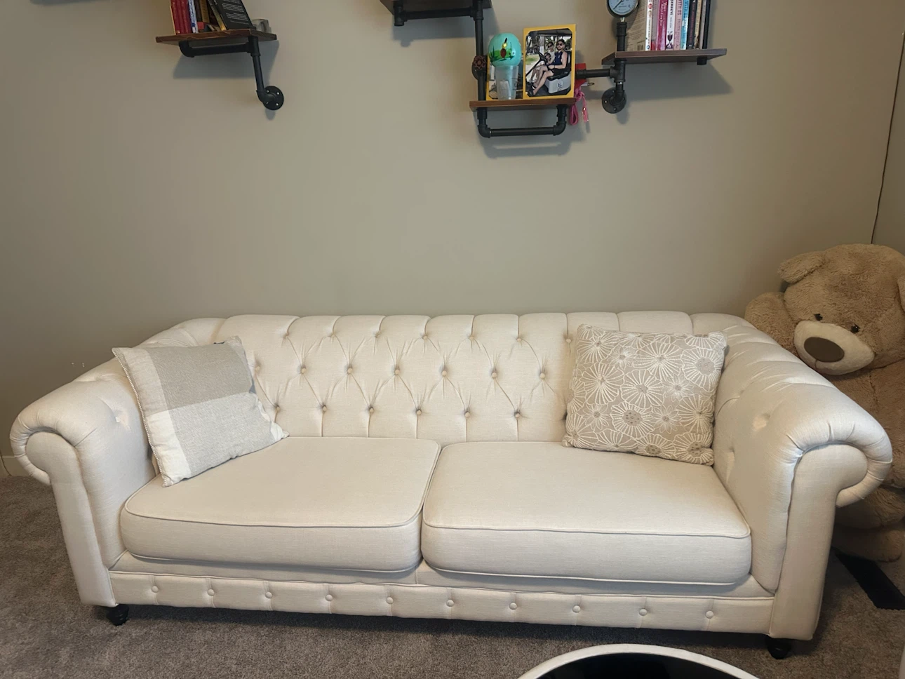 Tufted Chesterfield Sofa - Cream Upholstery