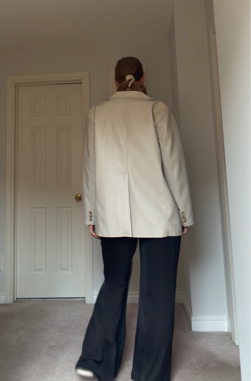 Cream Faux Leather Blazer - photo 4