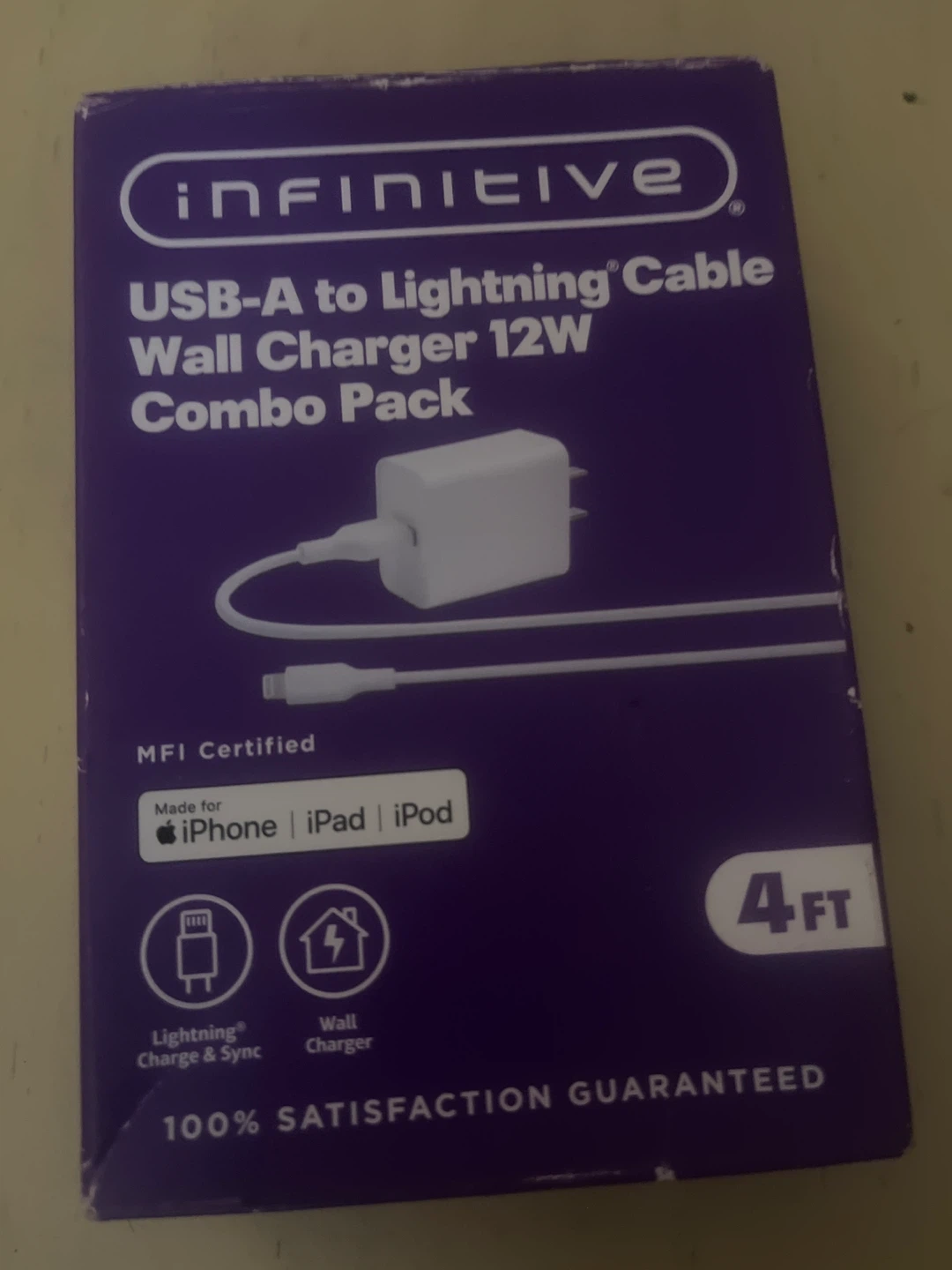 Infinitive USB-A to Lightning Cable Wall Charger 12W Combo Pack