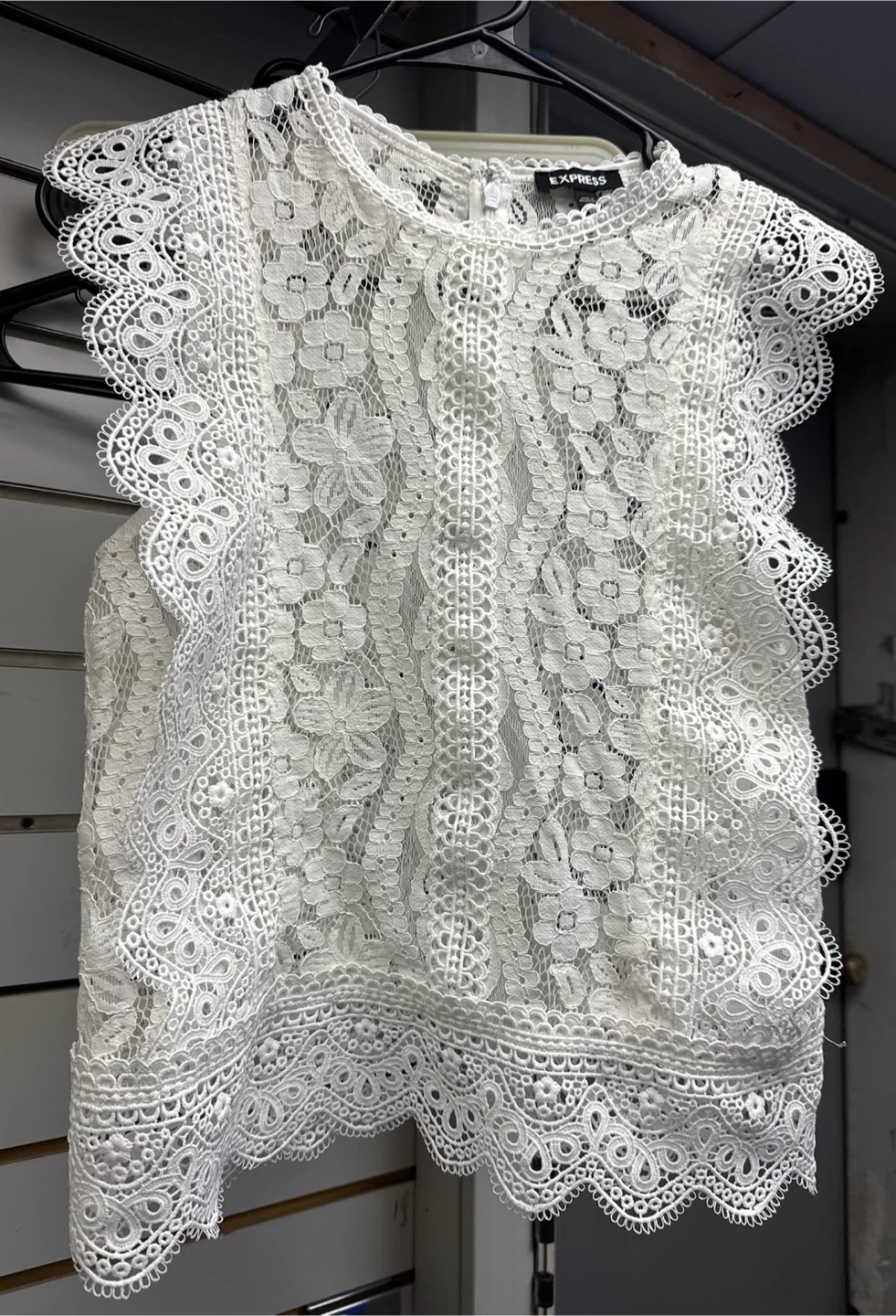 Express White Lace Top XS