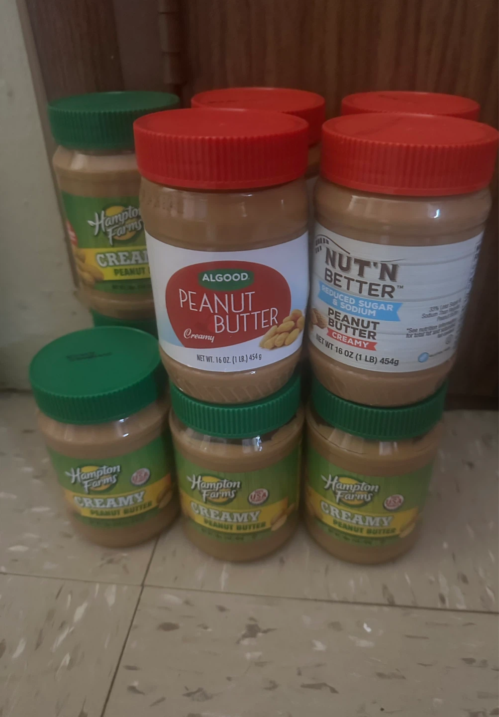 Lot of 6 Hampton Farms Creamy Peanut Butter Jars