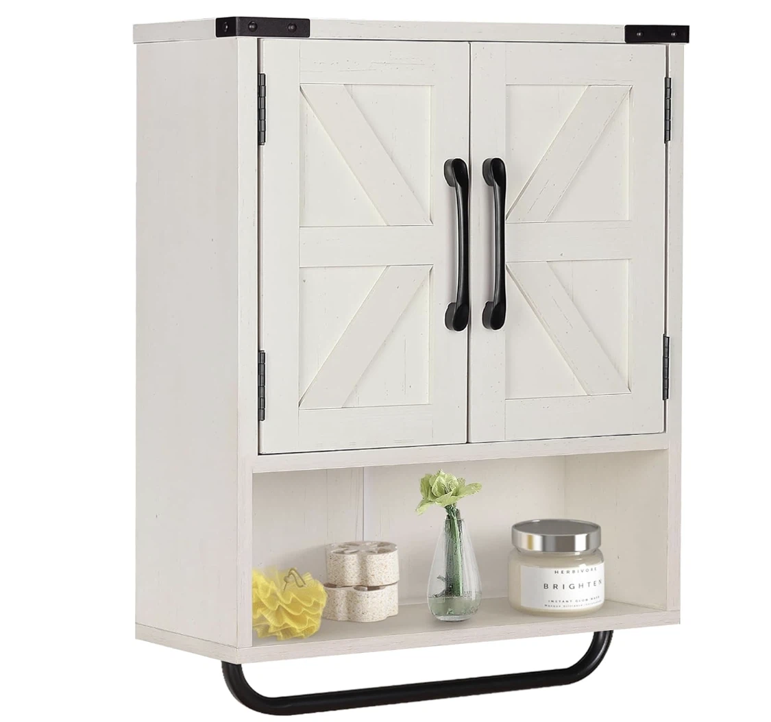 White Wall Storage Cabinet with Shelf