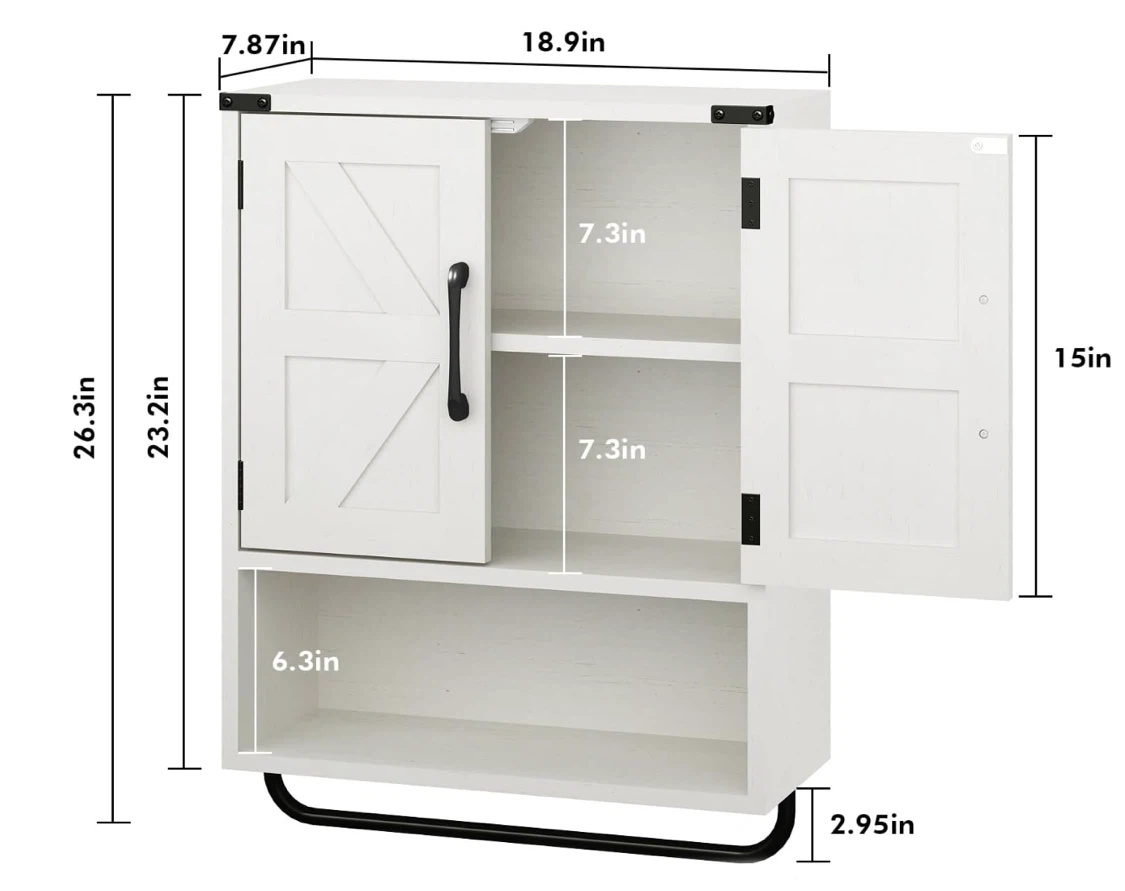 White Wall Storage Cabinet with Shelf - photo 2