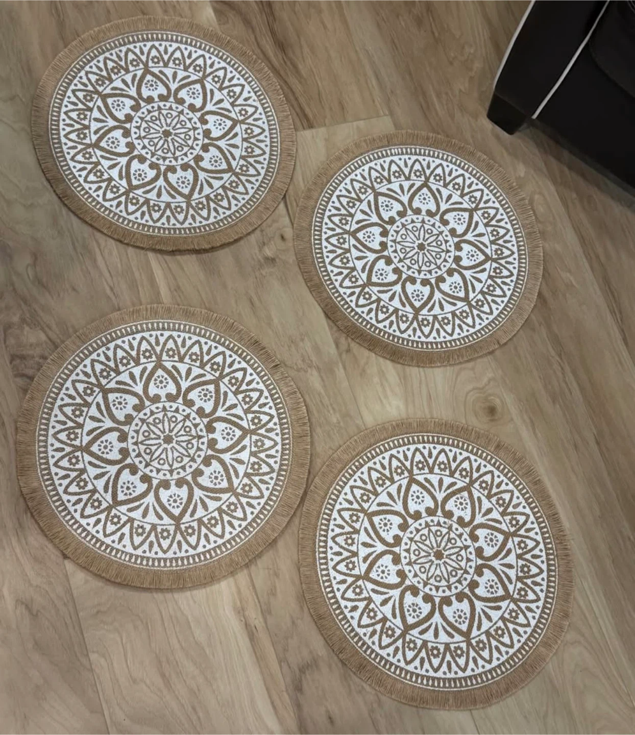 Set of 4 Boho Mandala Burlap Placemats Round - photo 2