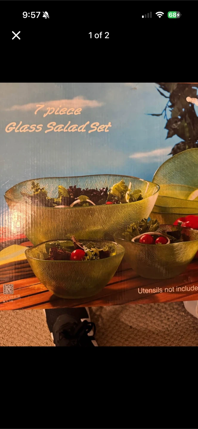 Vintage 7pc Glass SaladBowl set