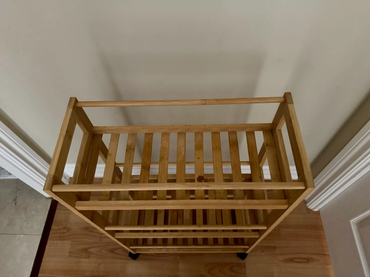 Slim 3-Tiered Bamboo Cart with Wheels - photo 3