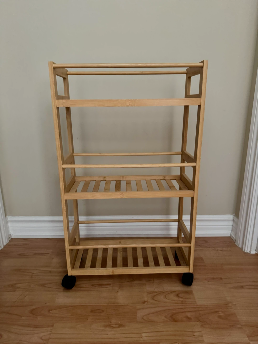 Slim 3-Tiered Bamboo Cart with Wheels - photo 4