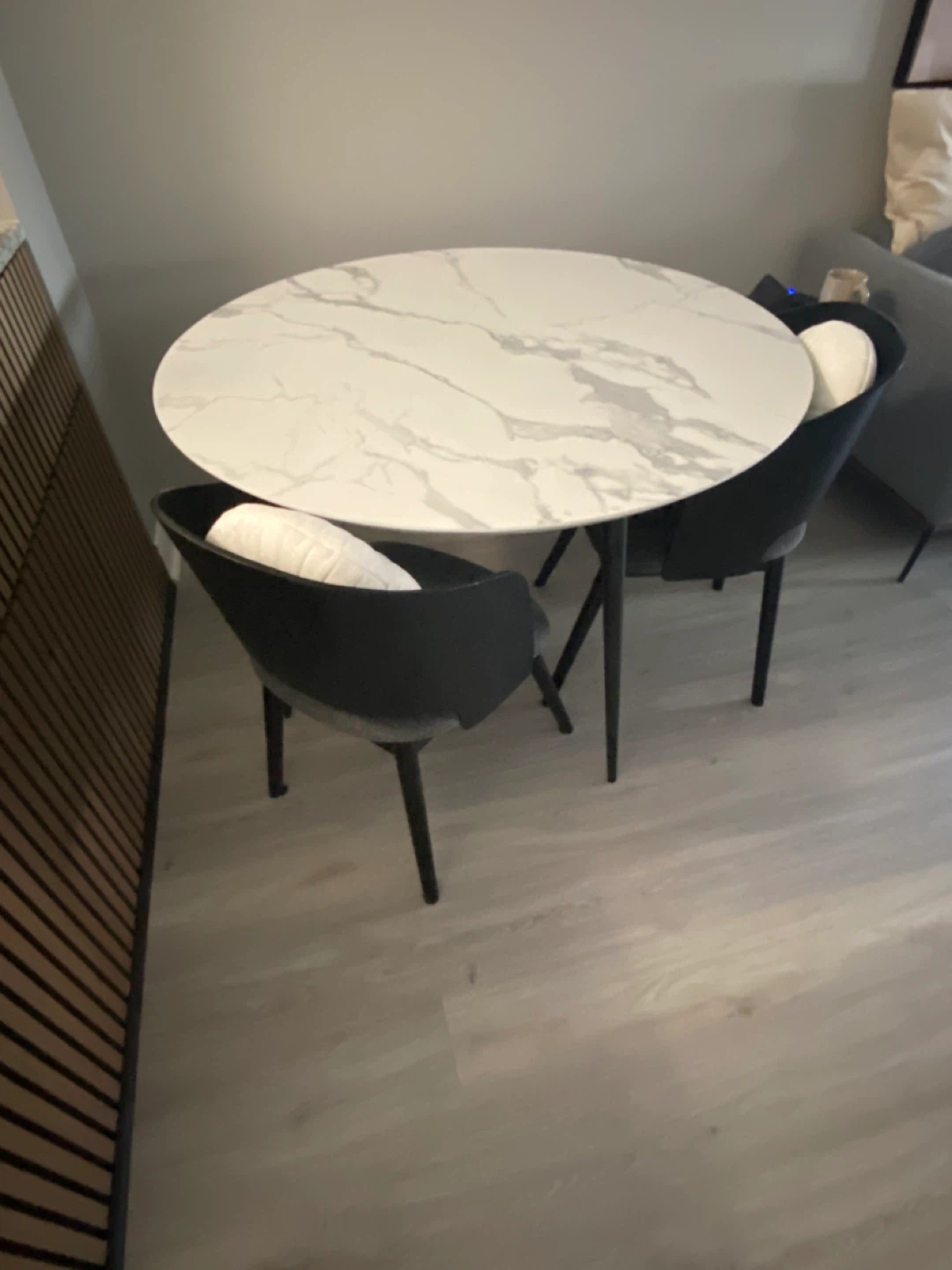 Black Dining Chairs and Marble Table Set - photo 2