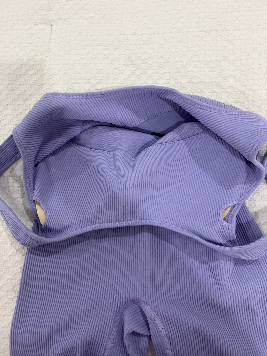 Purple Ribbed Workout Bodysuit - photo 3