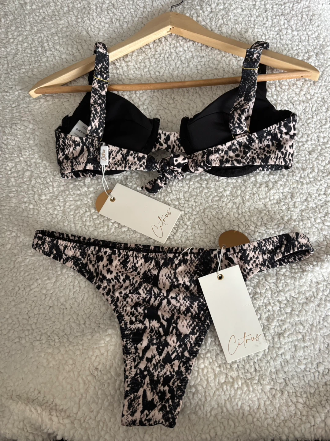 Citrus Black and White Floral Bikini with Adjustable Straps - photo 4