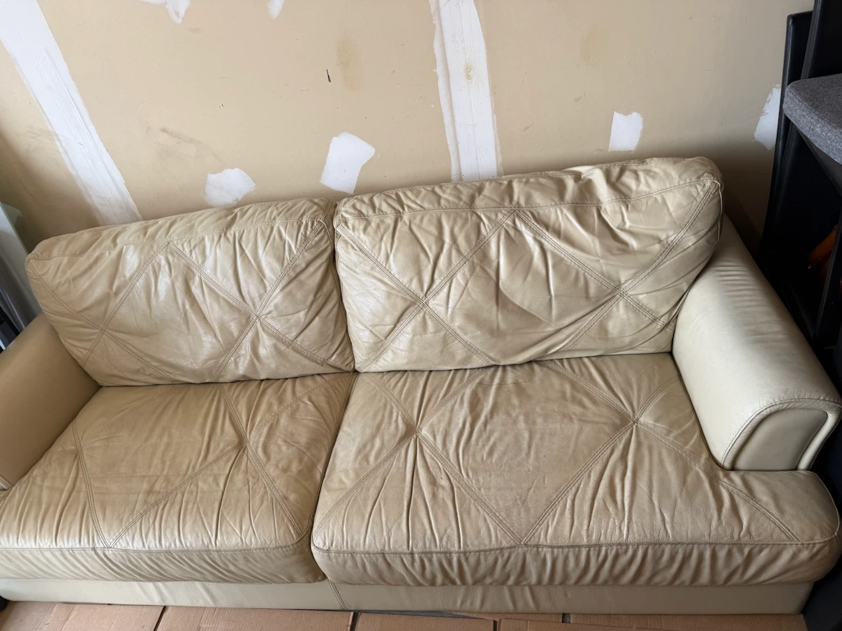 Pair of beige leather sofas - photo 2