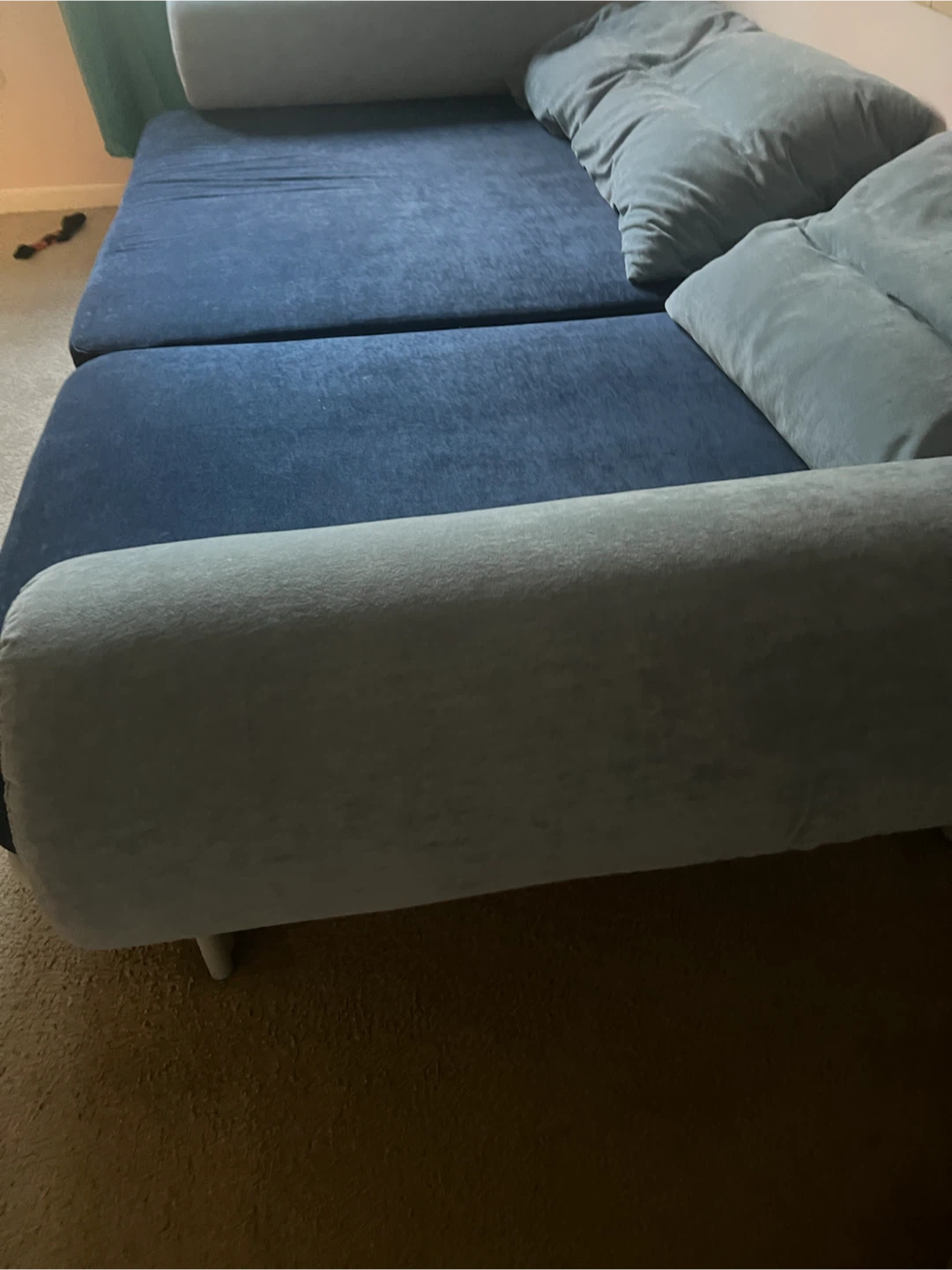 Blue Futon Couch with Bolster Pillow - photo 3