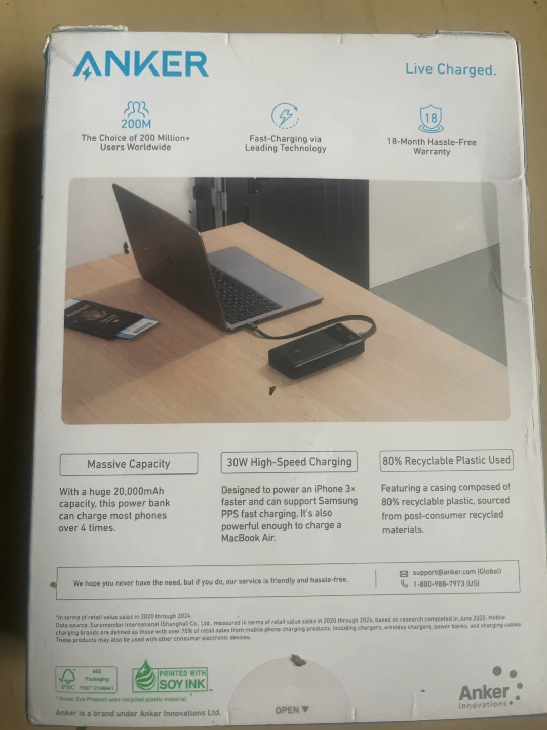 Anker Power Bank 20,000mAh, 30W - photo 2