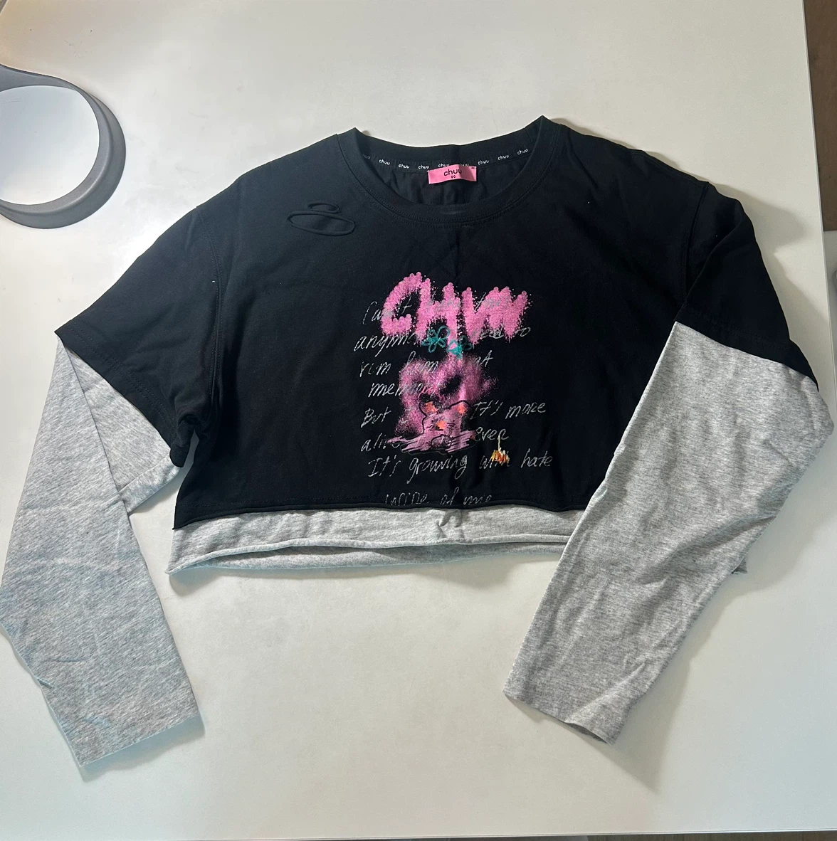 CHUU Layered Long Sleeve Cropped Top