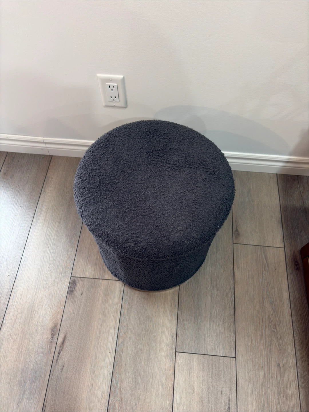Grey Boucle Storage Ottoman/tray table with Gold Base - photo 5