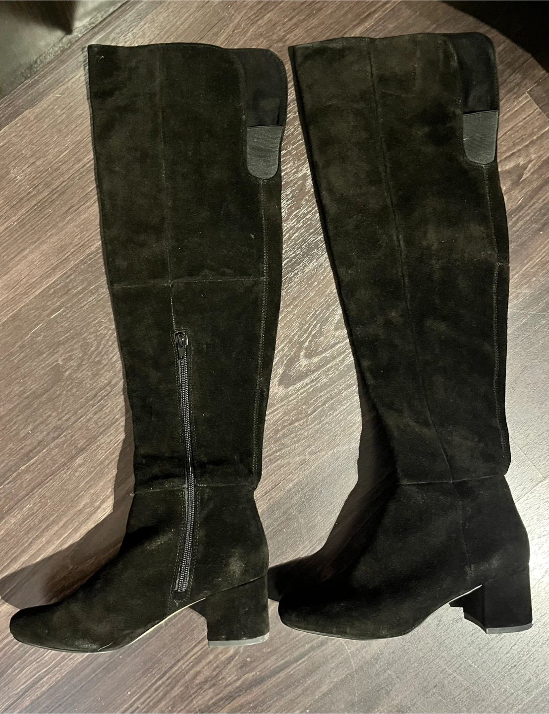 Black Suede Knee-High Boots