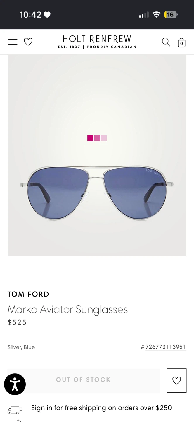 Tom Ford Marko Aviator Sunglasses Silver Blue