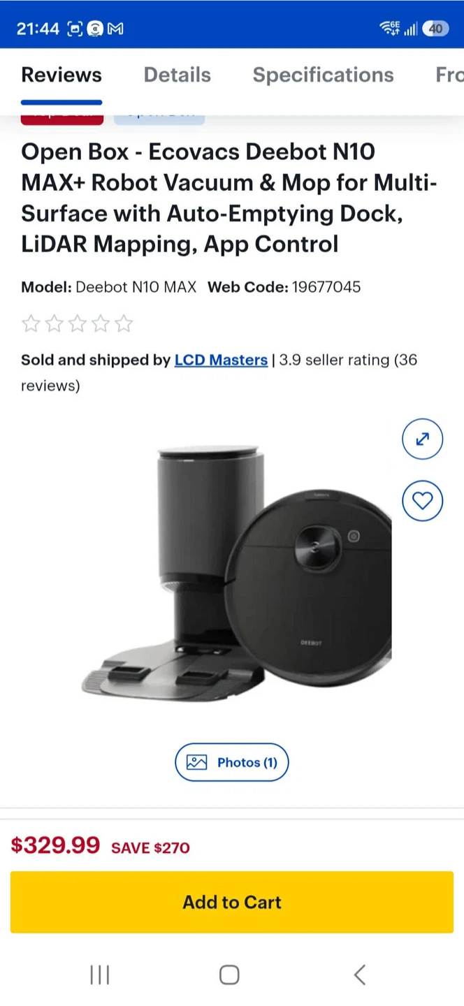 Used Ecovacs Deebot N10 MAX Robot Vacuum & Mop - photo 2