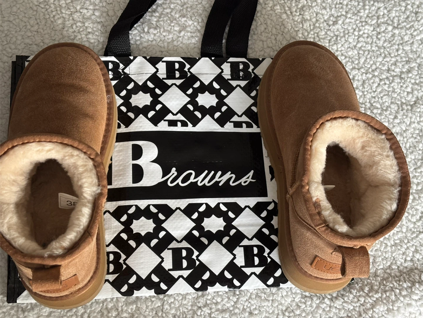 Brown Suede Shearling Boots