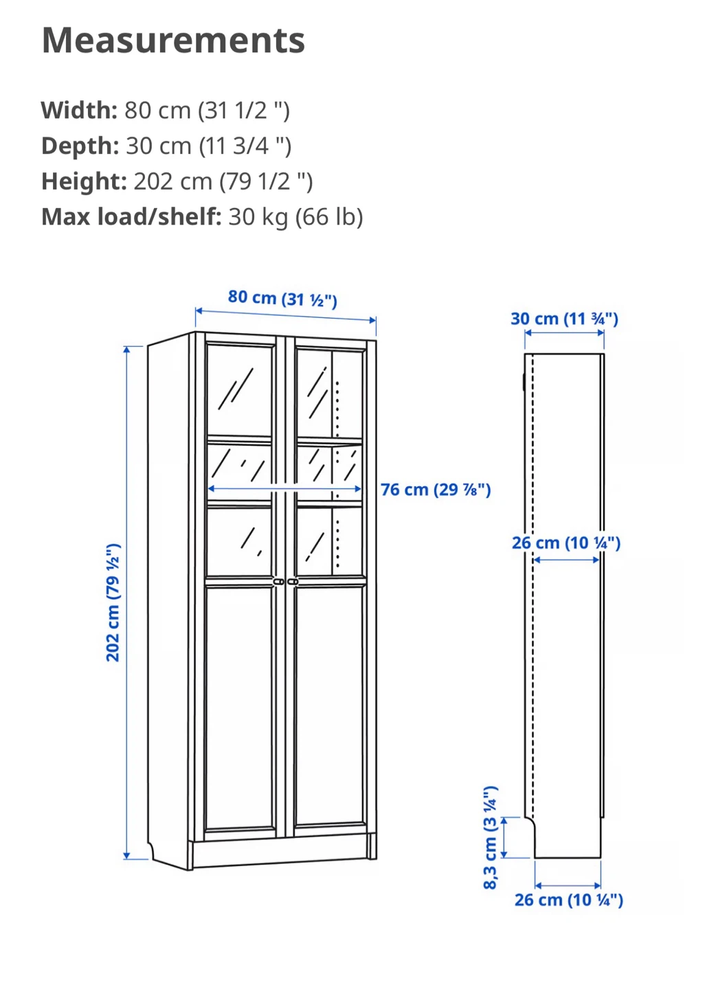 Billy/Oxberg Ikea cabinet- almost new - photo 4
