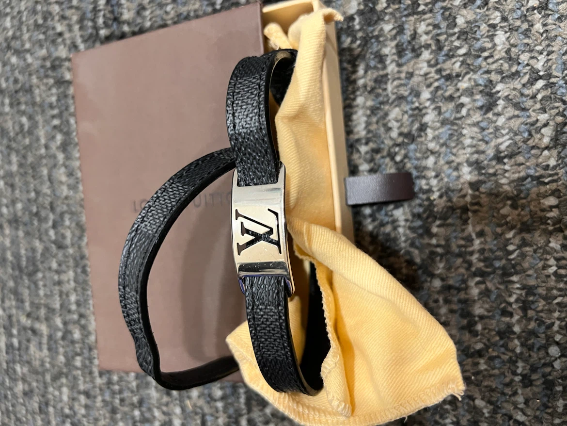 Louis Vuitton Black Leather Bracelet