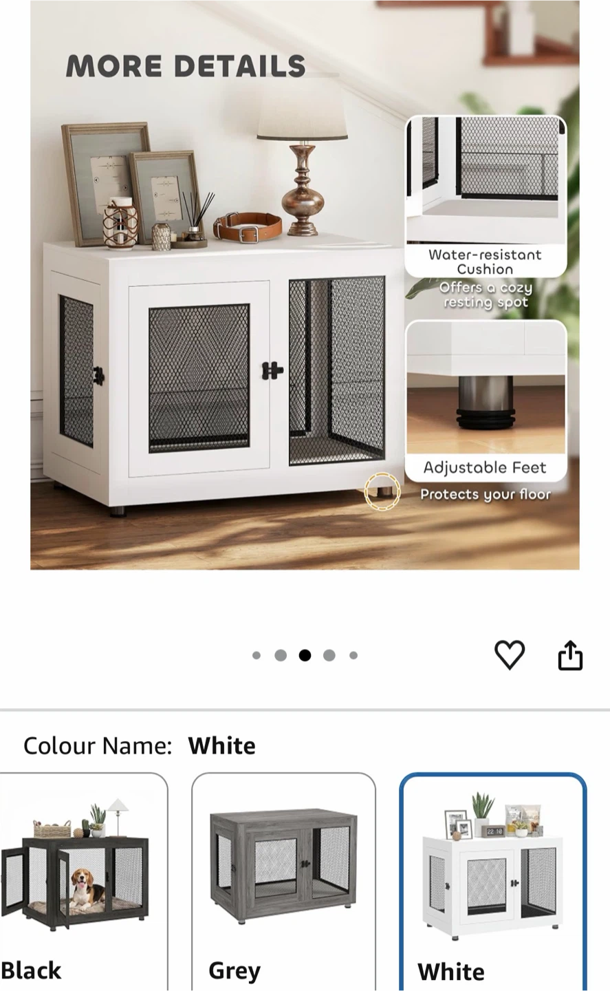 PawHut White Dog Crate Furniture
