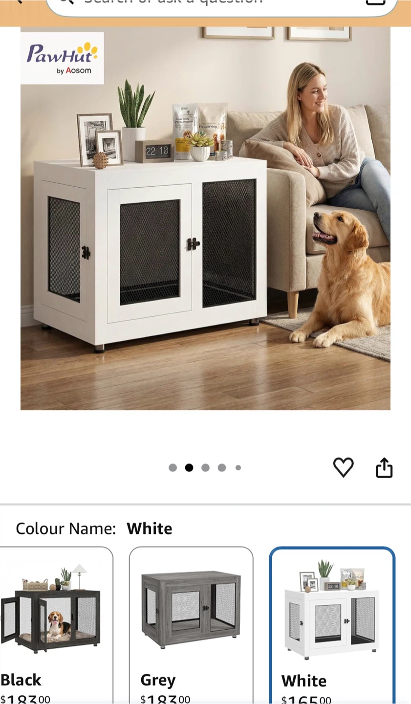 PawHut White Dog Crate Furniture - photo 2