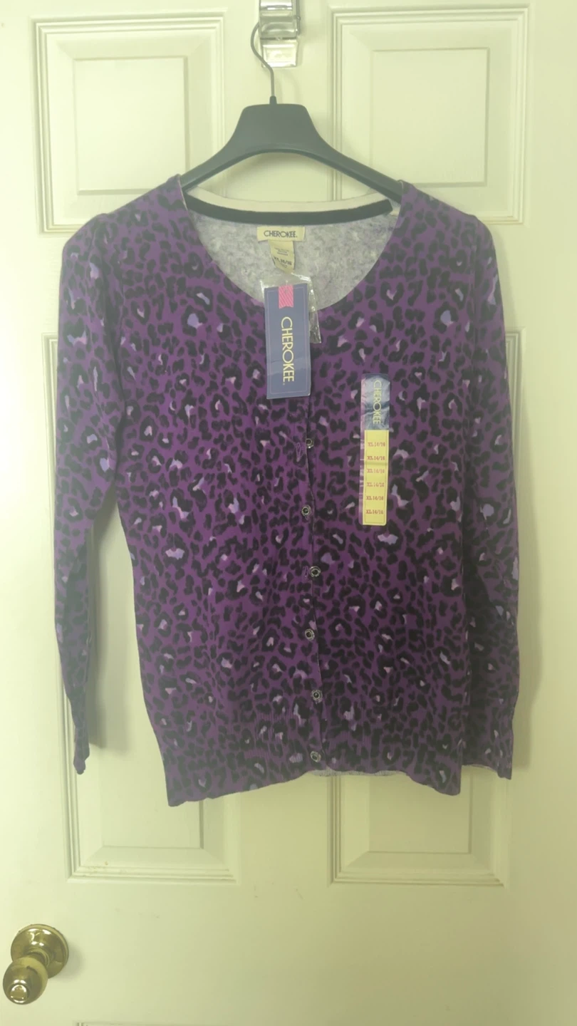 Cherokee Purple Leopard Print Cardigan