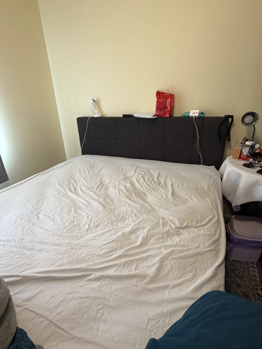 Gray Upholstered Bed Frame with Headboard - photo 3