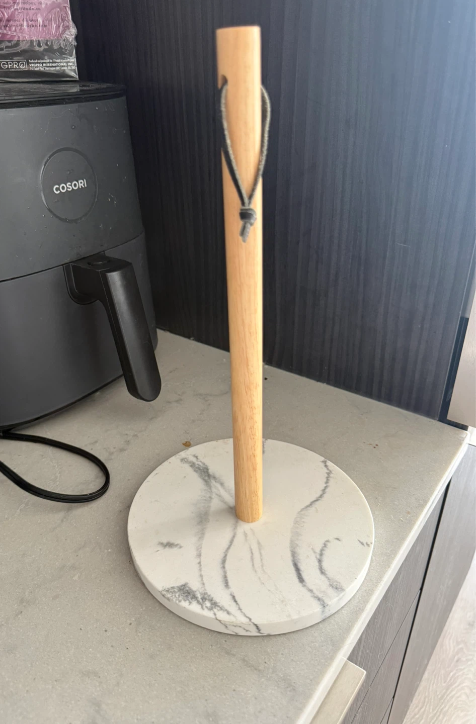Fancy Marble and Wood Paper Towel Holder