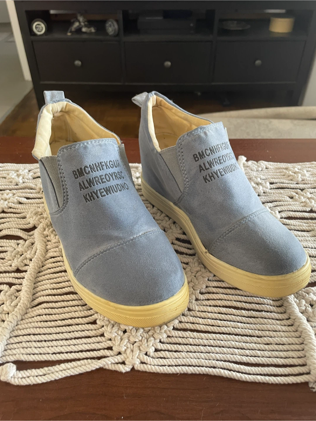 OBO! Light Blue Suede Slip-On Wedge Sneakers- Women’s Size 7.5