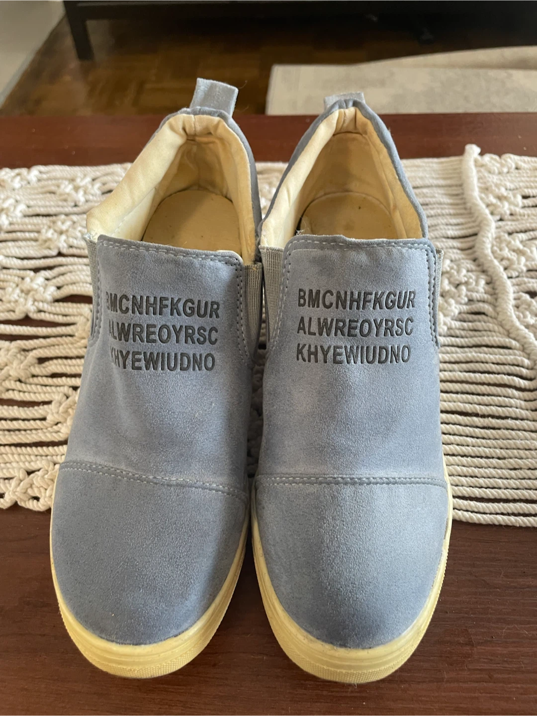 OBO! Light Blue Suede Slip-On Wedge Sneakers- Women’s Size 7.5 - photo 2