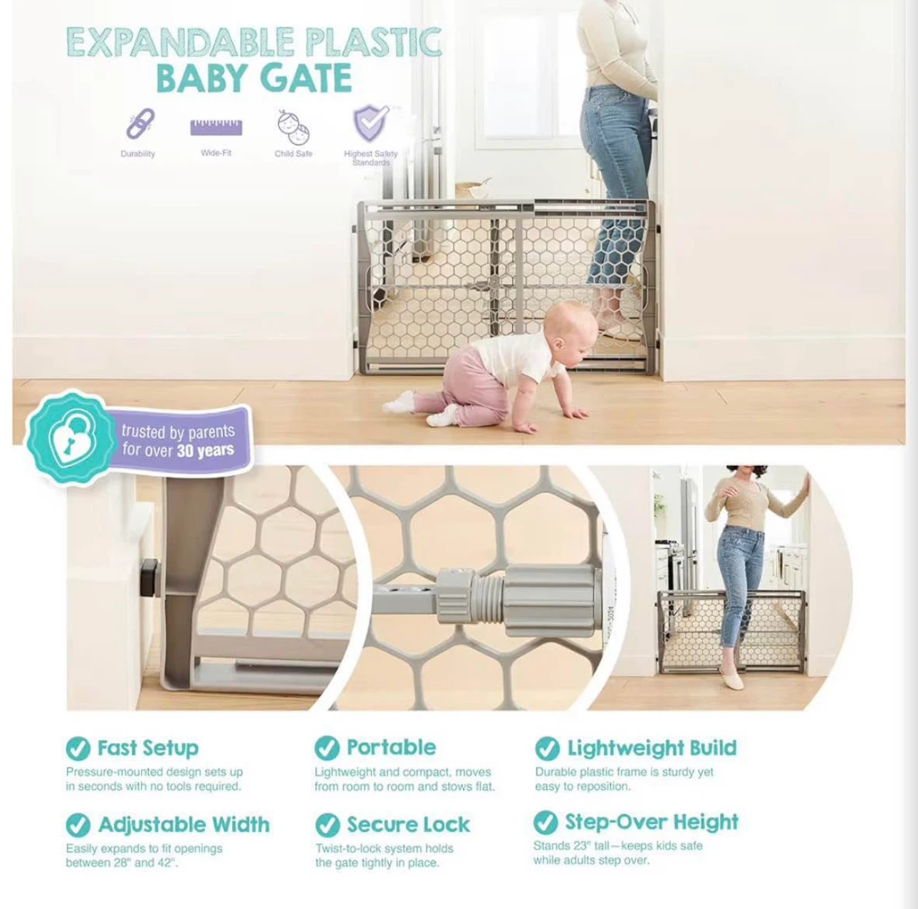 Expandable Plastic Baby or Puppy Gate. - photo 3