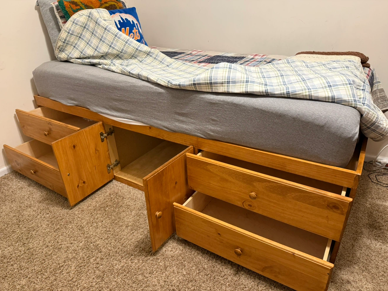 Twin XL Storage Bed Frame with Drawers and Cabinets - photo 3
