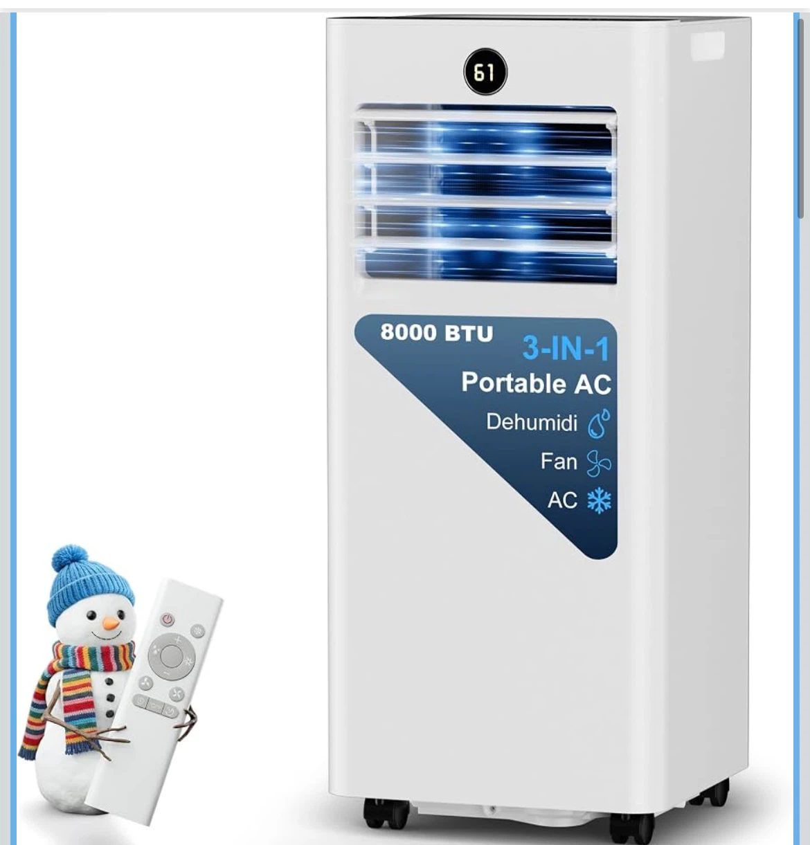 3-in-1 Portable Air Conditioner (AC, Fan, Dehumidifier)