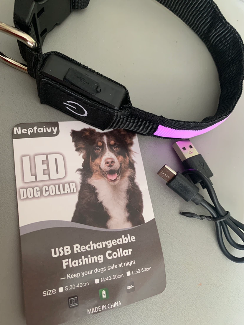 Nepfaivy LED Dog Collar - USB Rechargeable Flashing