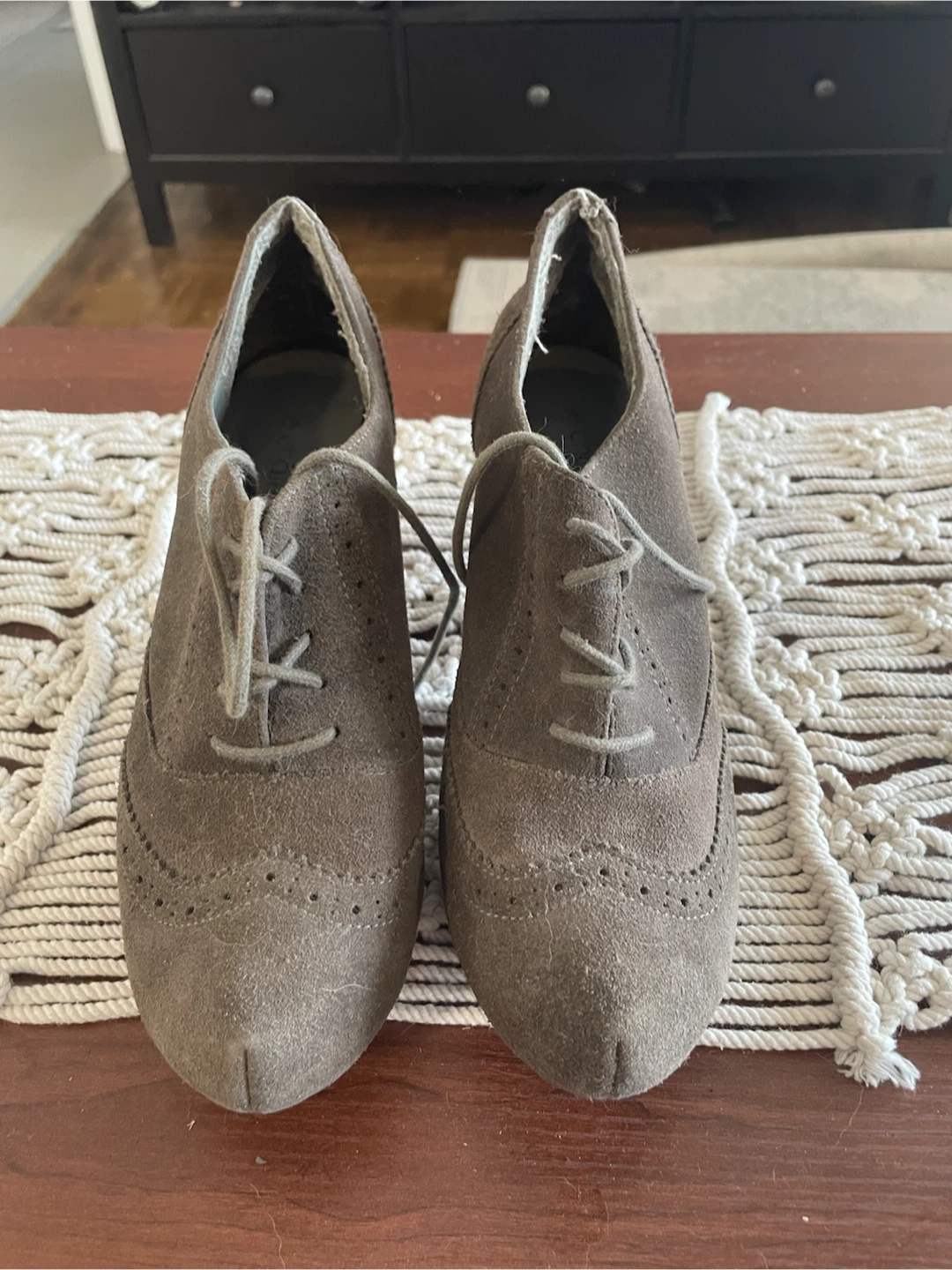 OBO! Grey Suede Wingtip Heels- Woman’s Size 8 - photo 2
