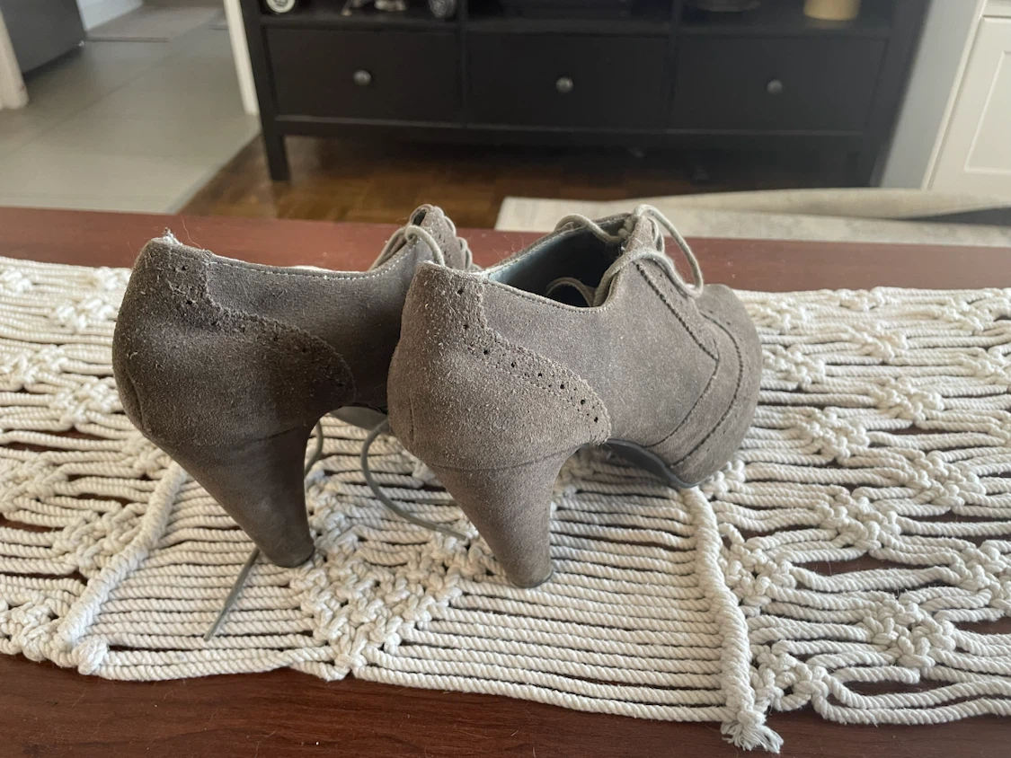OBO! Grey Suede Wingtip Heels- Woman’s Size 8 - photo 4