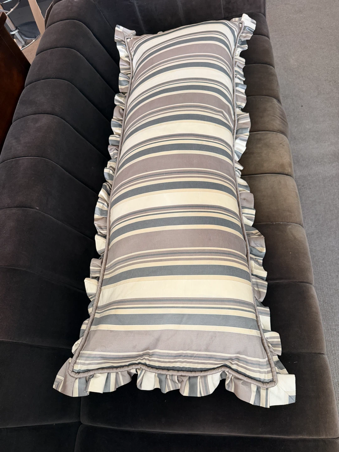 Striped Bolster Pillow with Ruffles - photo 3