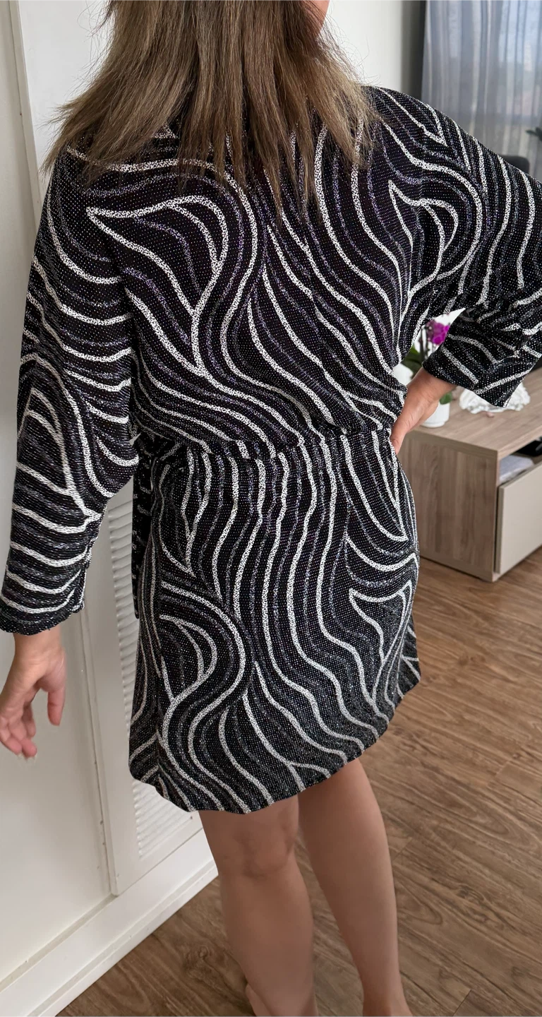 Women's Black & Silver Sequin Wrap Dress - photo 2