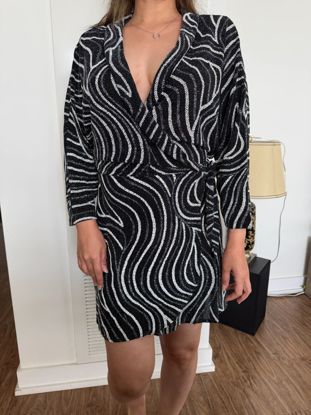 Women's Black & Silver Sequin Wrap Dress - photo 3